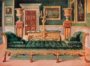 Mahogany and Gilt Georgian Suite i Gallery and Green Drawing-Room of Longford Castle av Edwin John Foley
