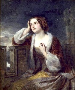 Catherine Seyton ser fra slagmarkene ved Loch Leven, ca. 1840 (olje på lerret) av Edwin Landseer
