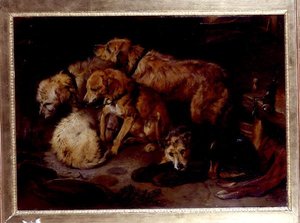 Fireside Party (olje på lerret) av Edwin Landseer