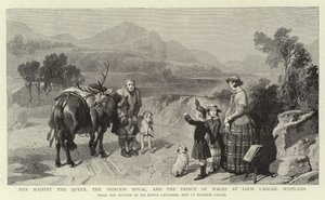 Hennes Majestet Dronningen, Princess Royal og Prince of Wales ved Loch Laggan, Skottland av Edwin Landseer