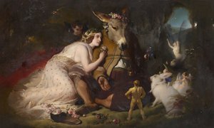 Scene fra A Midsummer Nights Dream. Titania og Bottom