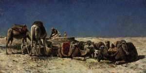 Kameler ved siden av en sisterne av Edwin Lord Weeks