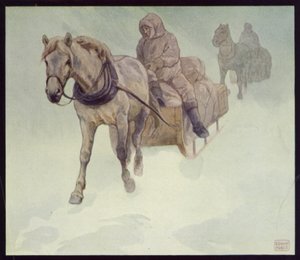 Sibirske ponnier i Antarktis (farge litho)