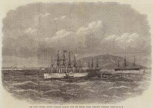 Great Eastern forlater Portland Harbor med British Indian Submarine Telegraph Cable