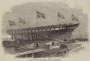 Lanseringen av den greske fregatten Amalia, ved Northfleet