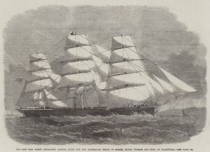 The New Iron Screw Steam-Ship London, bygget for Australian Trade av Messers Money Wigram and Sons, på Blackwall av Edwin Weedon