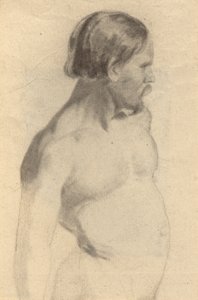 Male Nude (recto); Boots, sketch for The Signing of the Compact of the Mayflower (verso)   1354151   no       norwegian Successfully Translated  Original: Den gennempryglede Don Quixote føres hjem Translat: Den gennempryglede Don Quixote føres hjem 1262540