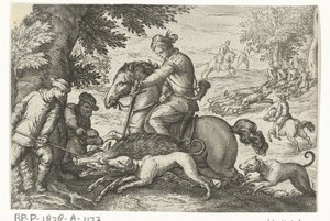 Kupert landskap med villsvinjakt Jaktscener (serietittel) Icones Venantum Arter Varias Representantes (serietittel)