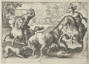 Landskap med oksejakt Jaktscener (serietittel) Icones Venantum Arter Varias Representantes (serietittel)