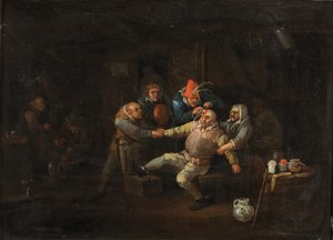 Kirurgens besøk, ca. 1676-1744 (olje på panel) av Egbert van (c.1676 1744) Heemskerck