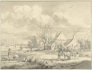 Porenhuis med byen Groningen i det fjerne av Egbert van Marum