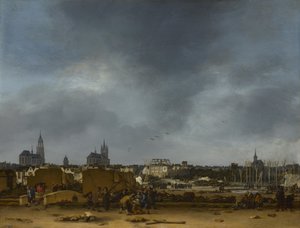 En utsikt over Delft etter eksplosjonen i 1654