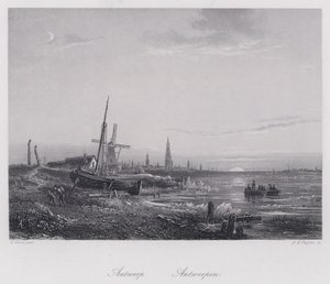 Antwerpen (gravering) av Egidius Linnig