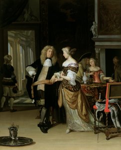 Trolovelsen: Et ungt par i et elegant interiør, 1678