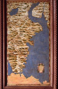 Magellans Detroit-kart laget av Egnazio Danti (1536-1586) matematiker, kosmograf og italiensk arkitekt. Rundt 1567. Firenze, Palazzo Vecchio, Sala del Mappamondo av Egnazio Danti