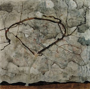 Høsttre i turbulent luft, 1912 av Egon Schiele