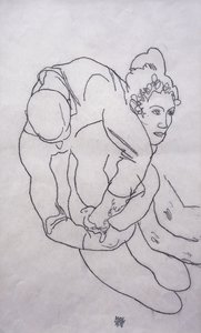 Blir omfavnet; Uarmende, 1918 av Egon Schiele
