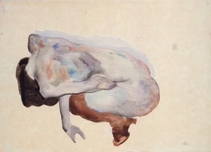Hukende naken i sko og svarte strømper, sett bakfra, 1912 (wc, gouache og grafitt på papir) av Egon Schiele