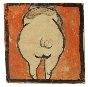 Entwurf für eine Wanddekoration im Atelier Wattmanngasse (Schwein von hinten?) av Egon Schiele
