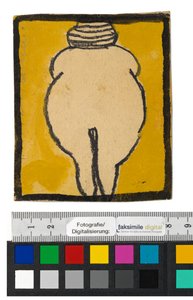Entwurf für eine Wanddekoration im Atelier Wattmanngasse (Venus von Willendorf) av Egon Schiele