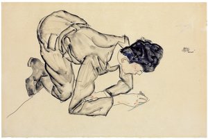Erich Lederer tegning på gulvet, 1912 av Egon Schiele
