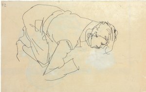 Erich Lederer i profil, hånd mot hode, 1912 av Egon Schiele