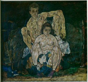 Familie. En familie (olje på lerret) av Egon Schiele