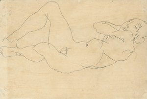 Naken kvinne med hendene bak hodet, 1914 av Egon Schiele