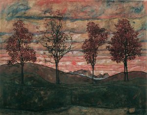 Fire trær, 1917. av Egon Schiele