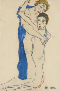 Kjæreste, rosa-blå. 1913 av Egon Schiele