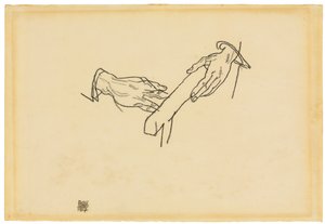 Håndstudie, Dr. Viktor Ritter von Bauer, 1917 av Egon Schiele