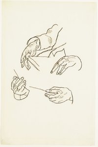Hender, studier for et portrett av Dr. Hugo Koller (kritt på papir) av Egon Schiele