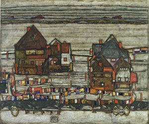 Hus med vaskesnorer, 1914 av Egon Schiele