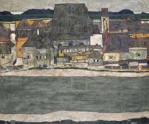 Hus ved elven Gamlebyen, 1914 av Egon Schiele