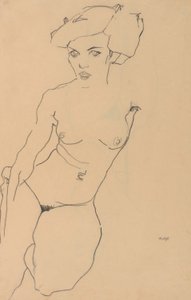 Knelende kvinne naken av Egon Schiele