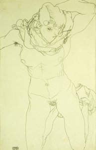Knelende naken fra forsiden; Knelende naken fra fronten, 1914