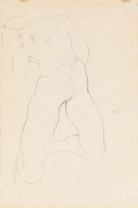 Knælende naken kvinne, 1912 av Egon Schiele