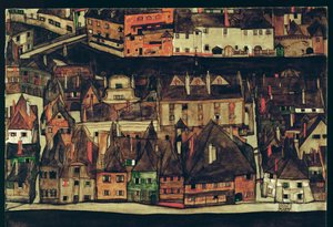 Krumau, Tsjekkia (maleri på lerret) av Egon Schiele