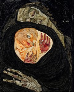 Den døde moren. Maleri av Egon Schiele (1890-1918), olje på tre av Egon Schiele