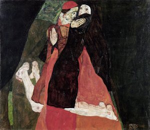 ""Kardinalen og nonnen"" Maleri av Egon Schiele (1890-1918) 1912 Leopold Museum, Wien av Egon Schiele