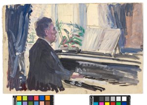 Leopold Czihaczek ved pianoet (skisse) av Egon Schiele