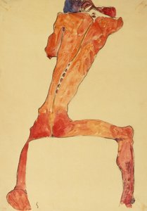 Mannerruckenhaut (blyant og akvarell) av Egon Schiele