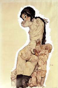 Mor og barn. (mor og barn). Verk av Egon Schiele (1890-1918), akvarell og gouache på papir av Egon Schiele