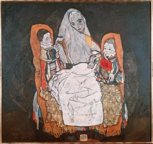 Mor med sine to barn, III av Egon Schiele
