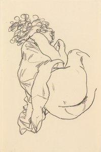 Naken liggende; Liegende, 1917 av Egon Schiele