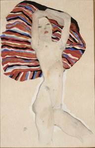 Naken mot farget materiale, 1911