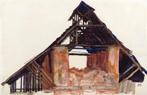 Gammel gavl (vieux gavl) - Schiele, Egon (1890-1918) - 1913 - Gouache på papir - 32x48,6 - Leopold Museum, Wien av Egon Schiele