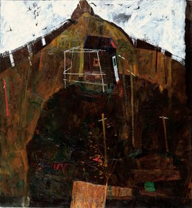 Landskap med ravner - Maleri av Egon Schiele (1890-1918) olje på lerret (95,8x89 cm) av Egon Schiele