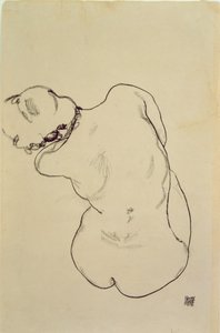 Reclining Nude - Back View, 1918 (svart fargestift på papir)