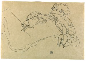 Tilbakelent kvinnelig naken, 1914 av Egon Schiele